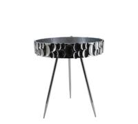Set di 2 tavolini rotondi in metallo argentato, 53 x 46,5 x 46,5 cm