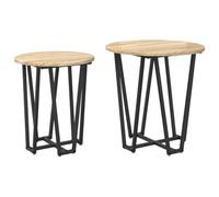 Set di 2 Tavolini Rotondi Rovere Sonoma e Nero, Legno Ingegnerizzato | Set 2 pezzi, stile industriale, interni, uso accanto a divani, facile manutenzione
