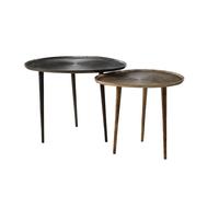 Set di 2 tavolini sovrapponibili in alluminio nero e bronzo