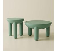Set di 2 Tavolino Rotondo Da Salottoi, tavolini da caffè con angoli arrotondati, set di tavolini laterali di metà secolo per piccoli spazi, soggiorno, ufficio(Green)