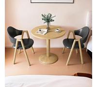 Set di 2 tavolo rotondo da pranzo Mid Century per 2 tavolini e sedie da caffè e salone di bellezza, in pelliccia nera e legno, per uso moderno in ufficio e casa