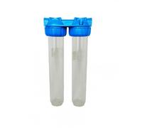 Set di 2 Tazza portafiltro trasparente per filtri da 20" Ingresso-uscita 3/4" FF