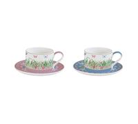 Set Di 2 Tazze Con Saucer SPRING PARADE Farfalle 240ml Easy Life