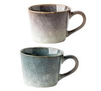Set di 2 tazze da caffè in gres porcellanato, grandi, spesse, per coppie, latte, 350 ml, senza piombo, stile vintage, adatte al microonde e alla lavastoviglie