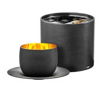 Set Di 2 Tazze Da Cappuccino Eisch Cosmo Nero Oro Con Sottotazza In Vetro