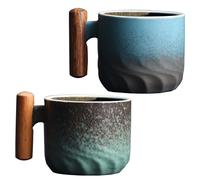 Set di 2 tazze da espresso da 60 ml, tazze da caffè di alta qualità con manico, mini tazze da caffè, in ceramica, per caffè espresso e moka (blu+verde)