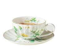 Set di 2 tazze da tè e piattino con fiore di camelia, tazza da caffè e piattino in ceramica da 200 ml, tazze per colazione, ristorante e altro ancora, bicchieri estivi invernali