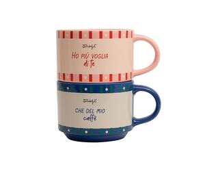 Set di 2 Tazze Impilabili Mr. Wonderful - "Ho più voglia di te che del mio caffè