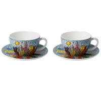 Set Di 2 Tazze James Rizzi Pop Art Con Saucer 250ml Blu Goebel Porcellana