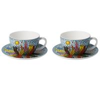 Set Di 2 Tazze James Rizzi Pop Art Con Saucer 250ml Blu Goebel Porcellana