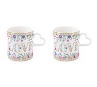 Set Di 2 Tazze MON AMOUR Cuori E Fiori Per 320Ml In Porcellana Easy Life