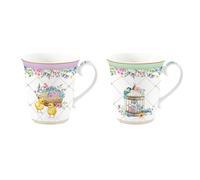 Set Di 2 Tazze SPRING BLOOM Con Conigli E Fiori 275ml In Porcellana Easy Life