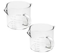 Set di 2 tazzine da caffè in vetro trasparente da 100 ml con manico e beccuccio, misurino riutilizzabile con scala trasparente, accessori per caffè espresso, bar, cucina domestica
