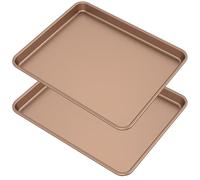 Set di 2 teglie da forno antiaderenti 32 x 27 x 2 cm, in acciaio al carbonio, con bordo bordato, resistenti al calore, lavabili in lavastoviglie, per forno, biscotti, pasticcini, gelatine