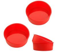 Set di 2 teglie in silicone da 15,2 cm per la cottura, antiaderenti, rotonde, rosse, 16 cm, in silicone, a sgancio rapido, per cheesecake, pane, muffin.