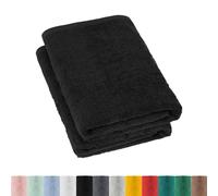Set di 2 teli doccia in spugna, 70 x 140 cm, 100% cotone, 2 teli da doccia, colore nero