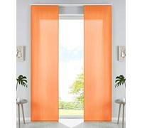 Set di 2 tende a pannello in microfibra, 245 x 60 cm (altezza x larghezza), arancione, tessuto oscurante, con guide di scorrimento e aste di contrappeso, 85600N2