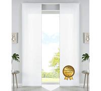 Set di 2 tende a pannello in microfibra, 245 x 60 cm (altezza x larghezza), bianco, tessuto oscurante, con guide di scorrimento e aste di contrappeso, 85600N2