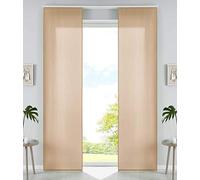 Set di 2 tende a pannello in microfibra, 245 x 60 cm (altezza x larghezza), sabbia, tessuto oscurante, con guide di scorrimento e aste di contrappeso, 85600N2
