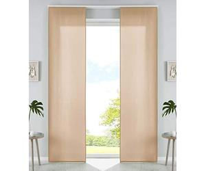 Set di 2 tende a pannello in microfibra, 245 x 60 cm (altezza x larghezza), sabbia, tessuto oscurante, con guide di scorrimento e aste di contrappeso, 85600N2