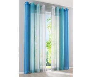 Set di 2 tende decorative "Modena" con occhielli e fermatenda, 10000183, in poliestere, tonalità blu, altezza 245 x larghezza 140 cm, 2 pezzi