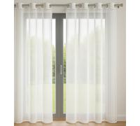 Set di 2 tende in tinta unita, con 8 occhielli, 140 x 240 cm, colore: bianco, luminose e decorative, per proteggere gli sguardi esterni