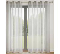 Set di 2 tende in tinta unita, con 8 occhielli, 140 x 240 cm, colore grigio, luminose e decorative, per proteggere gli sguardi esterni