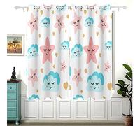 Set di 2 tende oscuranti a forma di stelle, per camera da letto, soggiorno, con occhielli, 137 x 55 cm