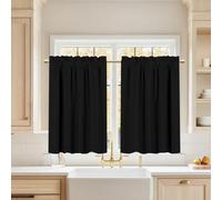 Set di 2 tende oscuranti corte termiche passamontagna per piccole finestre moderne sotto il lavandino decorazione cucina porta e armadio tende nere 85 x 76 cm