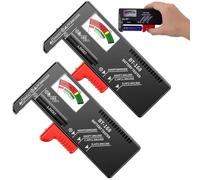 Set di 2 Tester Batteria Universale,Tester per batteria,Semplice Universale per Batterie AA AAA C D 9V 1.5V e a Bottone (Nero 2)