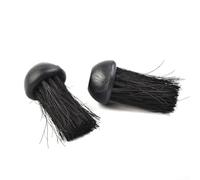 Set di 2 testine rotonde di ricambio per focolare e camino, con foro filettato, per manici da 3/8", 9 e 5 mm, setole di palma da cocco