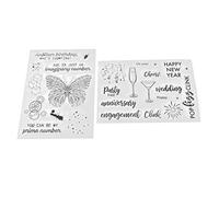 Set di 2 timbri trasparenti TPR con impronta trasparente, non irritanti, riciclabili, pratici timbri trasparenti per la realizzazione di cartoline