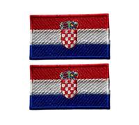 Set di 2 toppe ricamate con bandiera di tutti i paesi, 7 x 4 cm, termoadesive e da cucire, per giacche, cappelli, zaini, jeans, gilet e progetti fai da te (Croazia)
