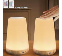 Set di 2 Touch Lampada da Comodino LED con Temporizzatore Lampada da Tavolo Senza Fili con 3 Modalità Luce Notturna per Bambini Ricaricabile Tramite USB Stanza dei Bambini Camera da Letto Breve