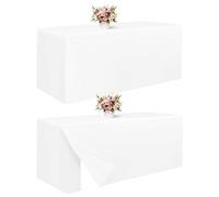 Set di 2 Tovaglie Bianco per Tavoli, Copertura Rettangolare per Tavoli da 8 Piedi, Tovaglia in Tessuto Lavabile per Mostre di Artigianato, Mostre, Feste, Matrimoni, Eventi (241x75x73 cm)