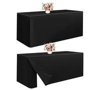 Set di 2 Tovaglie Nere per Tavoli, Copertura Rettangolare per Tavoli da 8 Piedi, Tovaglia in Tessuto Lavabile per Mostre di Artigianato, Mostre, Feste, Matrimoni, Eventi (241x75x73 cm)