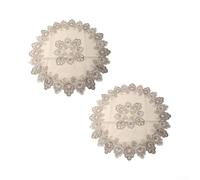 Set di 2 tovaglie rotonde in pizzo, 70 cm, per decorazione, set da 2 pezzi | Squisito ricamo floreale, bordo in pizzo cavo, elegante per l'aspetto, aggiornamento della sala da pranzo, diametro 70 cm
