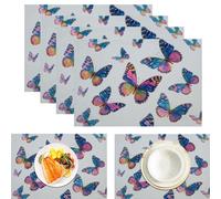 Set di 2 Tovaglietta Farfalla Acquerello, Adorabile Sognante Tovagliette in Cotone Lino, Resistenti Al Calore Lavabili E Facili Da Pulire Tovagliette per Sala Da Pranzo Tavolo Da Cucina 45x30cm, Viola