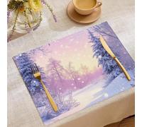Set di 2 Tovagliette con Foresta Sognante,45 x 30 cm Tovagliette Lavabili per Le Vacanze Cucina Feste, In Inverno Le Piante Placemats per Pranzo Come Decorazione Feste