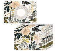 Set di 2 Tovagliette Rosa, Tovaglietta Americane in Cotone E Lino Piante Floreali, Lavabili Sottopiatto Acquerello D'Epoca per Sala Da Pranzo Tavolo Da Cucina Partito, 45x30cm