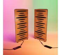 Set di 2 trappole acustiche per bassi angolari strette con lampada da tavolo LED RGB | 25x50х10 cm | Supporto acustico mobile da tavolo per studi podcast e sala giochi | [PULSE-mini | Ciliegio]