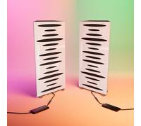 Set di 2 trappole acustiche per bassi angolari strette con lampada da tavolo LED RGB | 25x50х10 cm | Supporto acustico mobile da tavolo per studi podcast e sala giochi | [PULSE-mini | Plastica bianca]