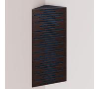 Set di 2 trappole acustiche per bassi (Bass trap) angolari strette con tessuto vellutato | Diffusione - Riflessione - Insonorizzazione | 50x23 cm | [WAVE - Wengé | Blu]