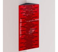 Set di 2 trappole acustiche per bassi (Bass trap) angolari strette con tessuto vellutato | Diffusione - Riflessione - Insonorizzazione | 50x23 cm | [WAVE - Plastica rossa | Borgogna]