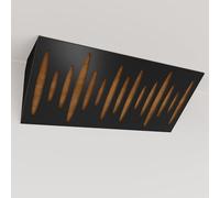 Set di 2 trappole acustiche per bassi (Bass trap) angolari strette con tessuto vellutato | Diffusione - Riflessione - Insonorizzazione | 23x50 cm | [PULSE (Orizzontale) - Nero | Dorato]