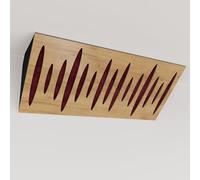 Set di 2 trappole acustiche per bassi (Bass trap) angolari strette con tessuto vellutato | Diffusione - Riflessione - Insonorizzazione | 23x50 cm | [PULSE (Orizzontale) - Rovere | Borgogna]