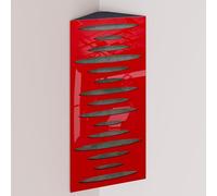 Set di 2 trappole acustiche per bassi (Bass trap) angolari strette con tessuto vellutato | Diffusione - Riflessione - Insonorizzazione | 50x23 cm | [PULSE - Plastica rossa | Grigio]