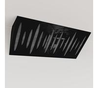 Set di 2 trappole acustiche per bassi (Bass trap) angolari strette con tessuto vellutato | Diffusione - Riflessione - Insonorizzazione | 23x50 cm | [PULSE (Orizzontale) - Plastica nera | Grigio]