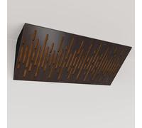 Set di 2 trappole acustiche per bassi (Bass trap) angolari strette con tessuto vellutato | Diffusione - Riflessione - Insonorizzazione | 23x50 cm | [WAVE (Orizzontale) - Wengé | Dorato]
