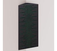 Set di 2 trappole acustiche per bassi (Bass trap) angolari strette con tessuto vellutato | Diffusione - Riflessione - Insonorizzazione | 50x23 cm | [WAVE - Nero | Verde]
